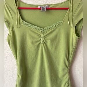 Super soft cotton Light Green Tank Top with Lace Detail